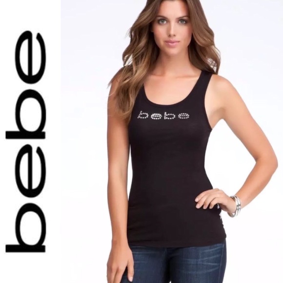 bebe Tops - Bebe logo ribbed tank top in black